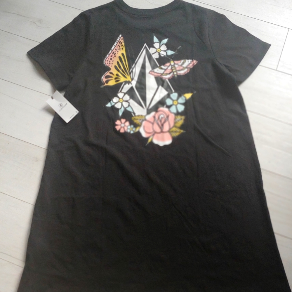 Volcom NEW Truly Stokin T-Shirt Dress Black